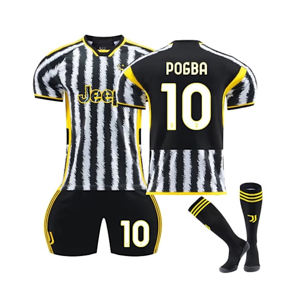 (2023-24 Juventus Home #10 Pogba fotbollströjasatser för barn, vuxna 20(110-120CM)