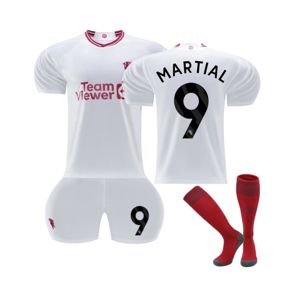 (2023/24 Manchester United Third Shirt #9 Martial Soccer Jersey Set 20(115-125CM)