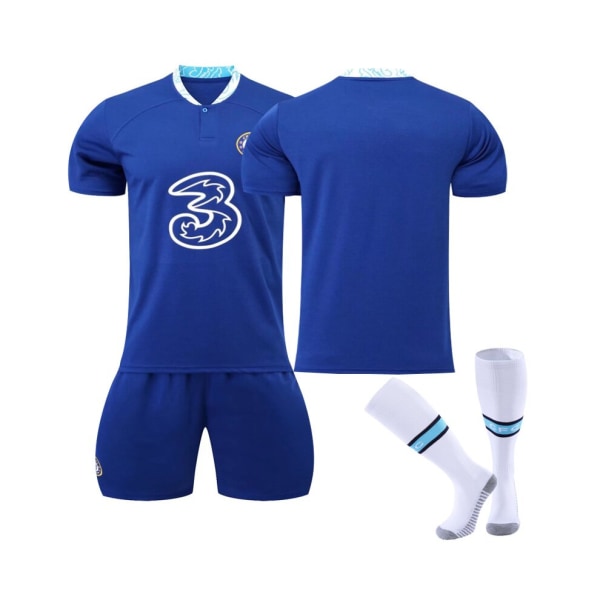 (Chelsea 22-23 Home Kit Team fotbollströja 3-delade kit för barn Vuxna 2XL(1885-195CM)