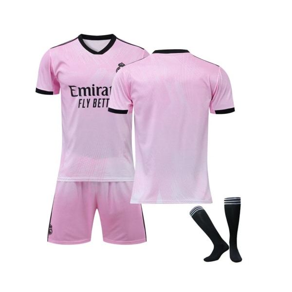 (Real Madrid Pink Joint Commemorative Edition Team fotbollströja 3-delade kit för barn Vuxna 18(100-110CM)