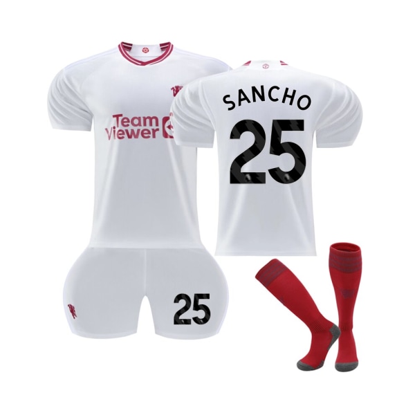 (2023/24 Manchester United Third Shirt #25 Sancho Soccer Jersey Set