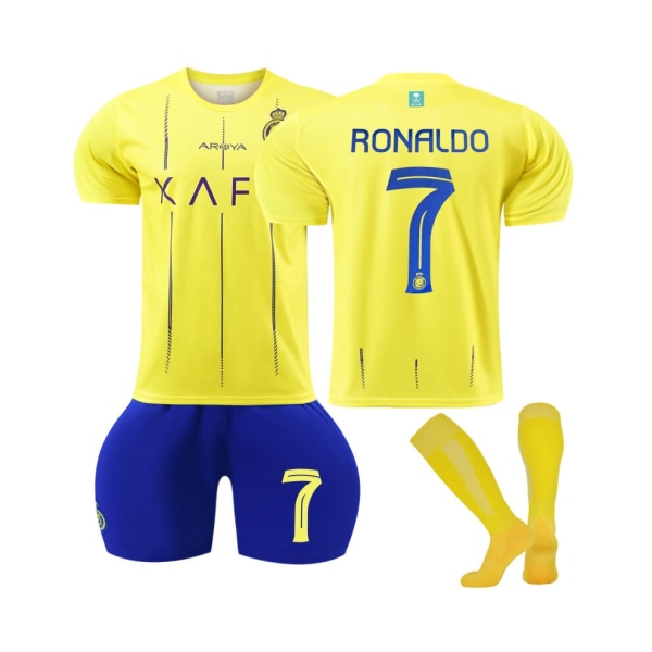 (2023/24 Al Nassr Riyadh Victory hemmatröja #7 Ronaldo set 18(100-110CM)