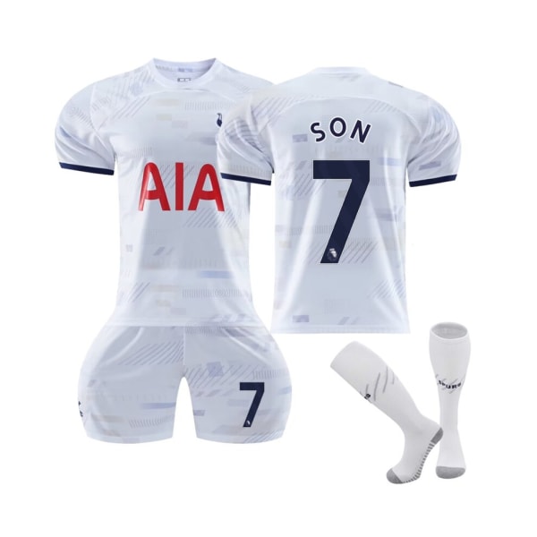 (2023/24 Tottenham Home #7 Son Fotbollströja Kit för barn Vuxna M(170-175CM)