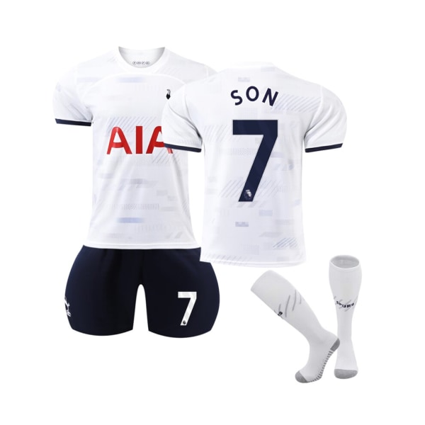 (2023/24 Tottenham Home #7 Son Fotbollströja Kit för barn Vuxna 24(130-140CM)