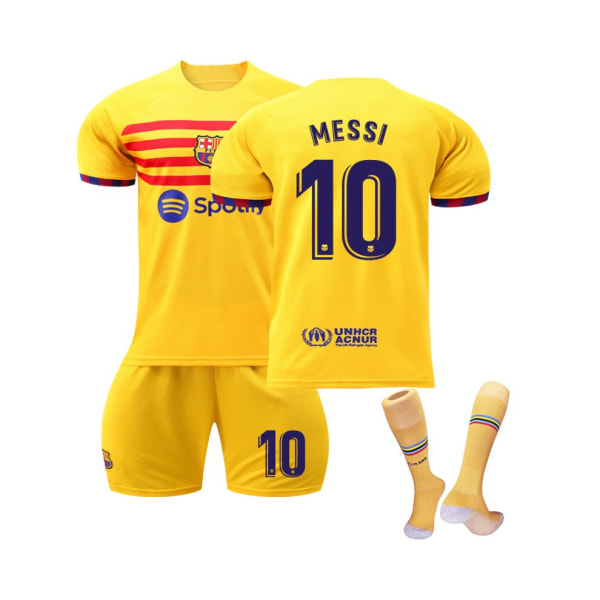 (FC Barcelona 2023 Fjärde tröja Messi #10 Fotbollströja för barn Vuxna S(165-170CM)