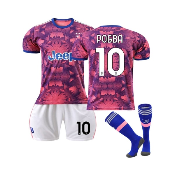 ( Juventus Third Jersey 2022/2023 Pogba No.10 Fotbollströja 3-delade kit för barn Vuxna 24(140-145CM)