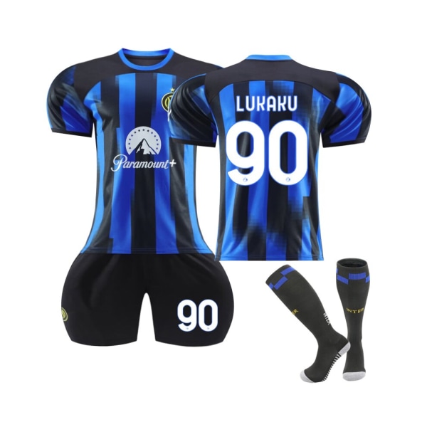 2023/24 Inter Milan hemmatröja #90 Romelu Lukaku Fotbollströja för barn Vuxna 24(130-140CM)