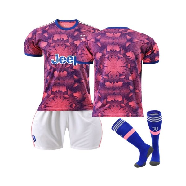 (Juventus tredje tröja 2022/2023 lagfotbollströja 3-delade kit för barn, vuxna 24(140-145CM)