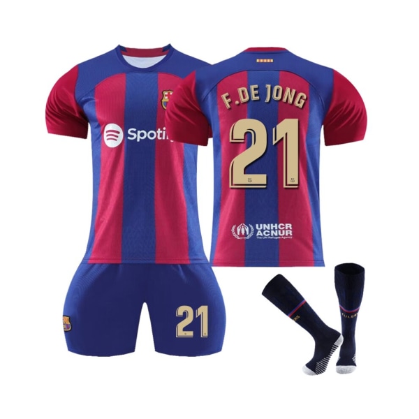 (2023/24 Barcelona Hem #21 F.De Jong Fotbollströjasatser för barn Vuxna S(165-170CM)