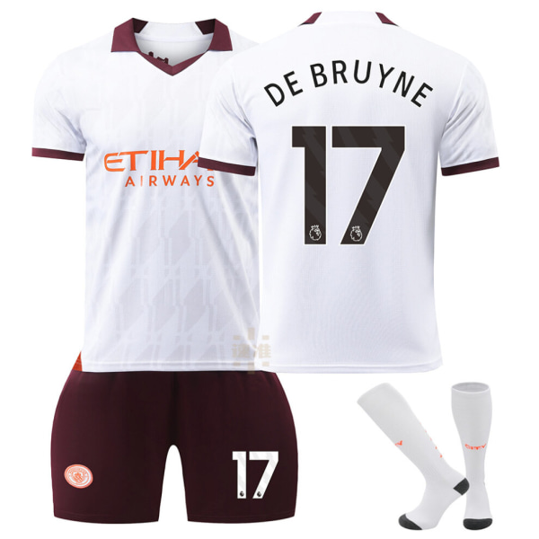 23-24 Manchester City borta fotbollströja set nr 17 DE BRUYNE Fotbollsset Uniform med strumpor för vuxna barn XL