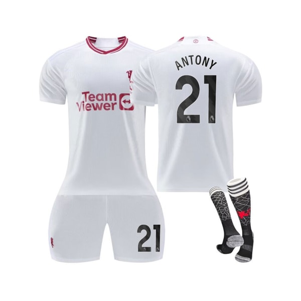 2023/24 Manchester United Third Shirt #21 Antony Fotbollströja Kit för barn Vuxna 24(130-140CM)