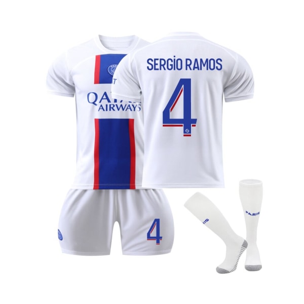 (Juventus 22/23 bortatröja Sergio Ramos No.4 fotbollströja 3-delade kit för barn Vuxna 18(100-110CM)