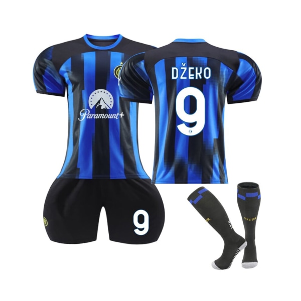 (2023/24 Inter Milan hemmatröja #9 Edin Dzeko fotbollströja kit för barn Vuxna M(170-175CM)