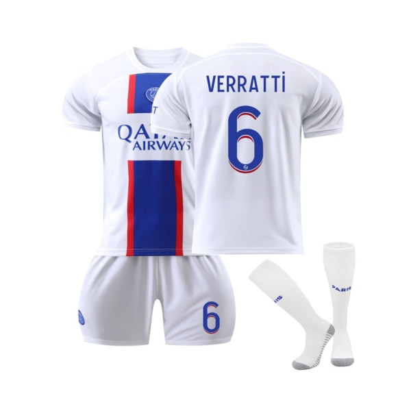 ( Juventus 22/23 bortatröja Verratti No.6 Fotbollströja 3-delade kit för barn Vuxna 20(115-125CM)