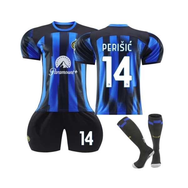 (2023/24 Inter Milan hemmatröja #14 Ivan Perisic Fotbollströja Kit för barn Vuxna 20(110-120CM)