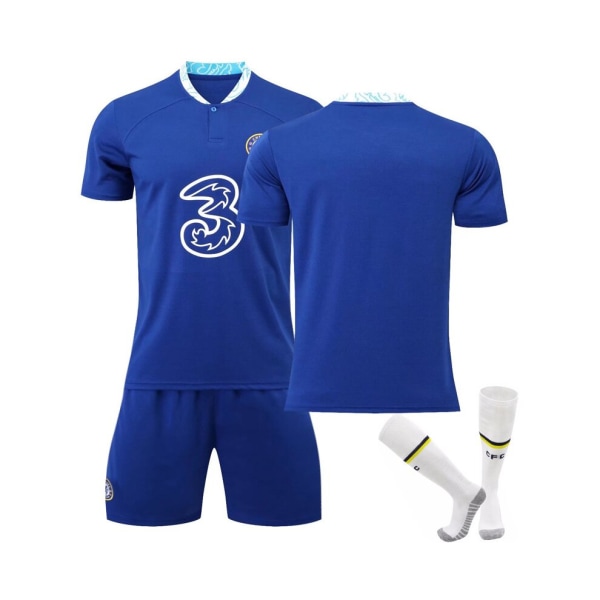 (Chelsea Home Stadium tröja 2022-23 lagfotbollströja 3-delade kit för barn Vuxna 18(100-110CM)