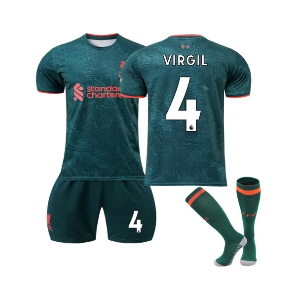 Liverpool FC 2022/23 Third Jersey Virgil No.4 Fotbollströja 3-delade kit för barn Vuxna