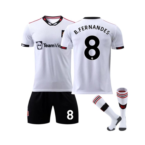 (Manchester United 2022/23 bortatröja B.Fernandes No.8 fotbollströja 3-delade kit för barn Vuxna 20(115-125CM)