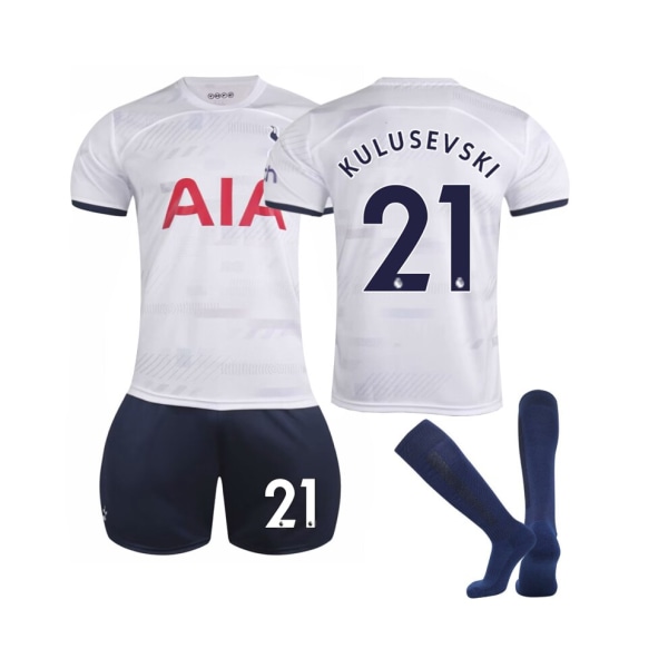 (2023/24 Tottenham Hem #21 Kulusevski Fotbollströja Kit för barn Vuxna 22(120-130CM)