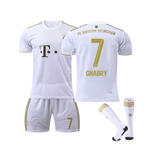 Bayern 22/23 bortatröja Gnabry No.7 Fotbollströja 3-delade kit för barn Vuxna 28(150-155CM)