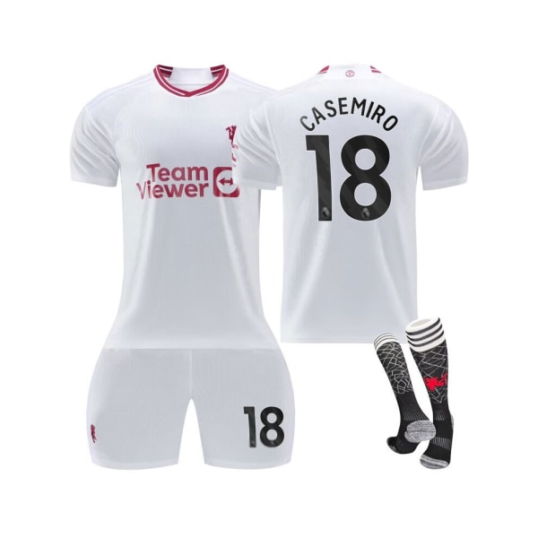 (2023/24 Manchester United Third Shirt #18 Casemiro Fotbollströja Kit för barn Vuxna 18(100-110CM)