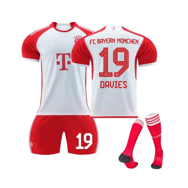 (2023/24 Bayern Home Davies #19 Fotbollströjasatser för barn, vuxna 20(110-120CM)