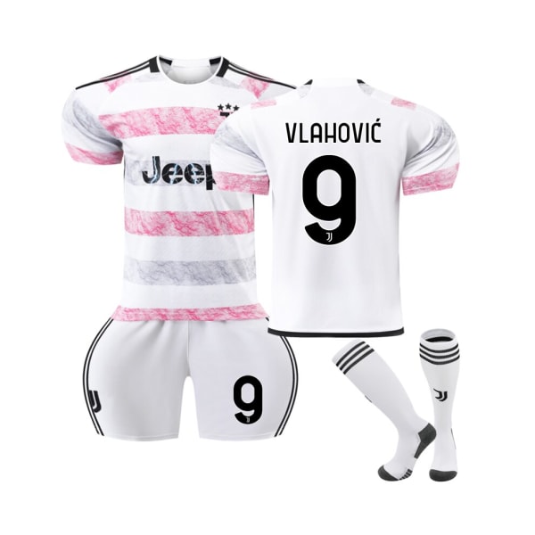 (2023-24 Juventus hemma #9 Vlahovic fotbollströja 26(140-150CM)