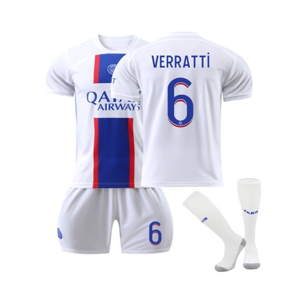 ( Juventus 22/23 bortatröja Verratti No.6 Fotbollströja 3-delade kit för barn Vuxna L(175-180CM)