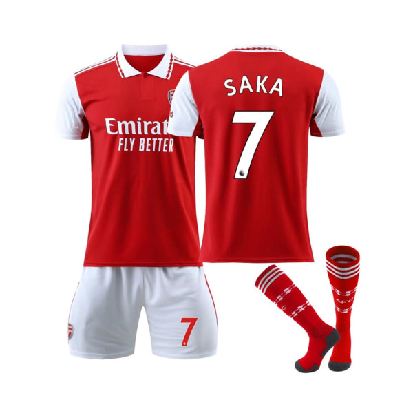 Arsenal hemmatröja 2022-2023 Saka No.7 fotbollströja 3-delad kit för barn Vuxna 20(115-125CM)