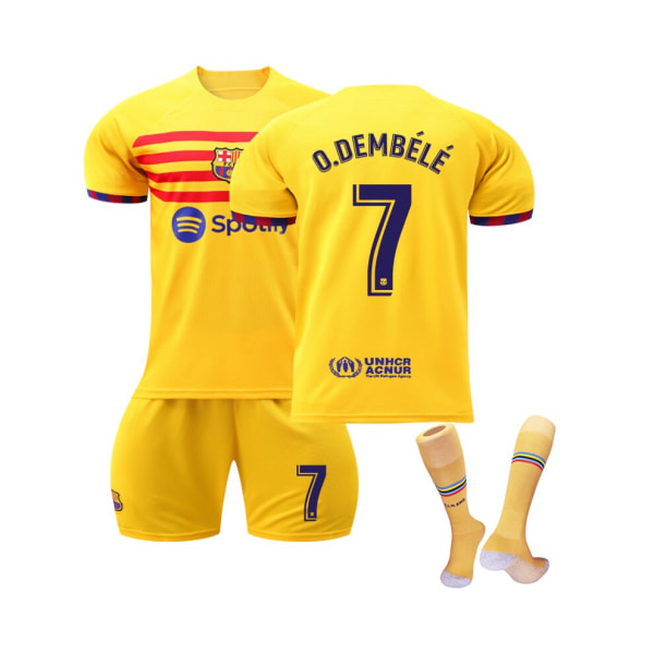 (FC Barcelona 2023 fjärde tröja O.Dembele #7 Fotbollströja för barn Vuxna 18(100-110CM)