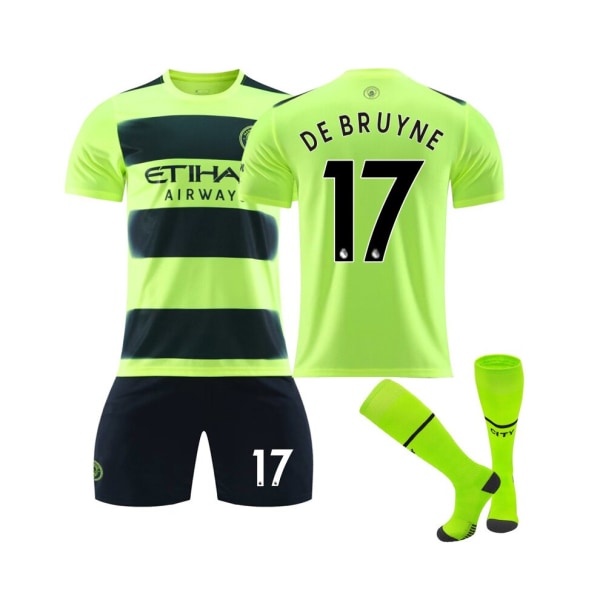 Manchester City 3:e kit 22/23 De Bruyne No.17 fotbollströja 3-delade kit för barn Vuxna 18(100-110CM)