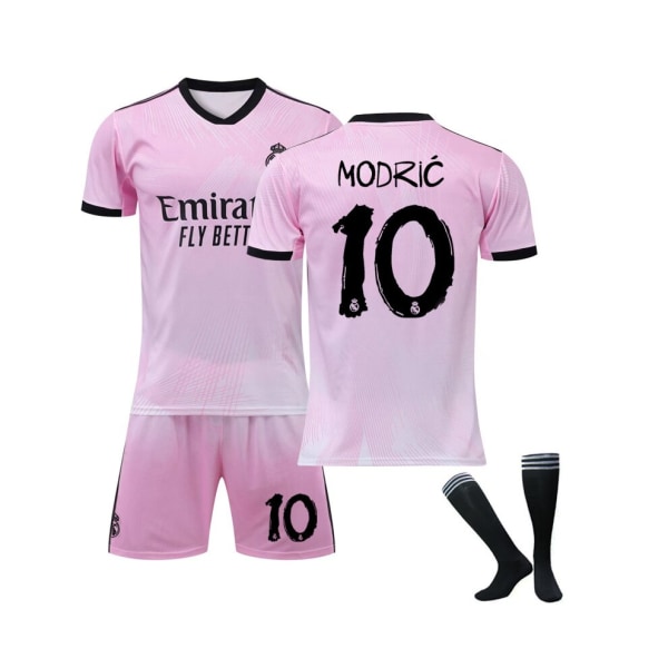 Real Madrid Pink Joint Commemorative Edition tröja Modric No.10 Fotbollströja 3-delade kit för barn Vuxna 16(90-100CM)