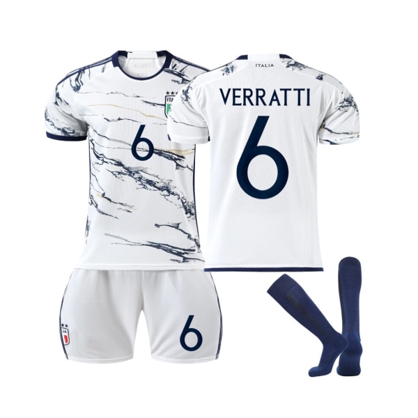 (Italy Away Jersey 2023/24 Verratti #6 Fotbollströja Kit 26(145-150CM)