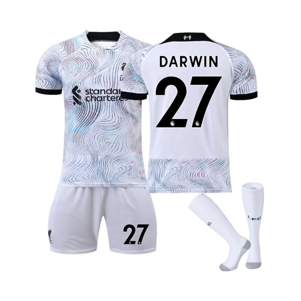 Liverpool FC 2022/23 Stadium bortatröja Darwin No.27 Fotbollströja 3-delade kit för barn Vuxna 22(130-135CM)