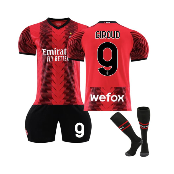 AC Milan hemmatröja Giroud #9 Fotbollströja Set S(165-170CM)