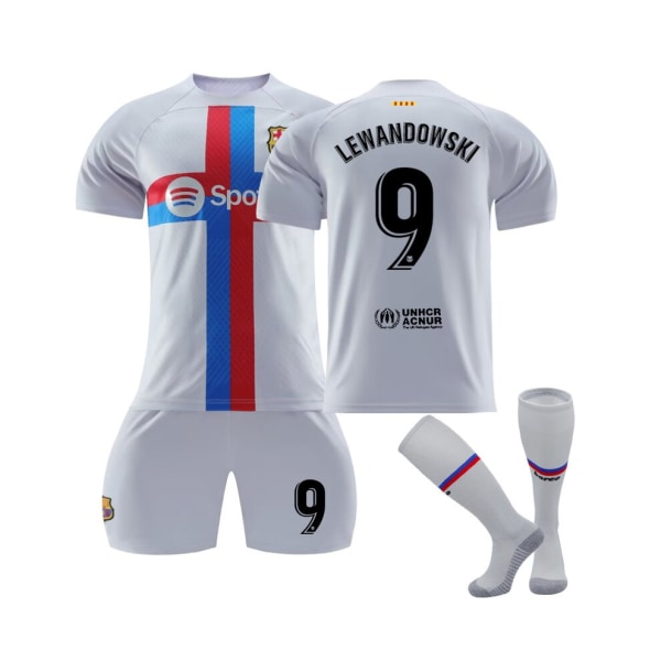 (FC Barcelona 2022/23 Stadium Third Jersey Lewandowski No.9 Fotbollströja 3-delade kit för barn Vuxna 18(100-110CM)