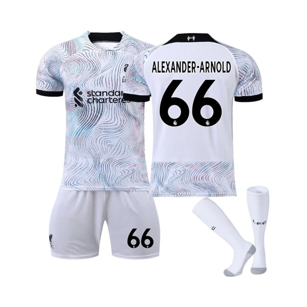 ( Liverpool FC 2022/23 Stadium bortatröja Alexander-Arnold No.66 Fotbollströja 3-delade kit för barn Vuxna 18(100-110CM)