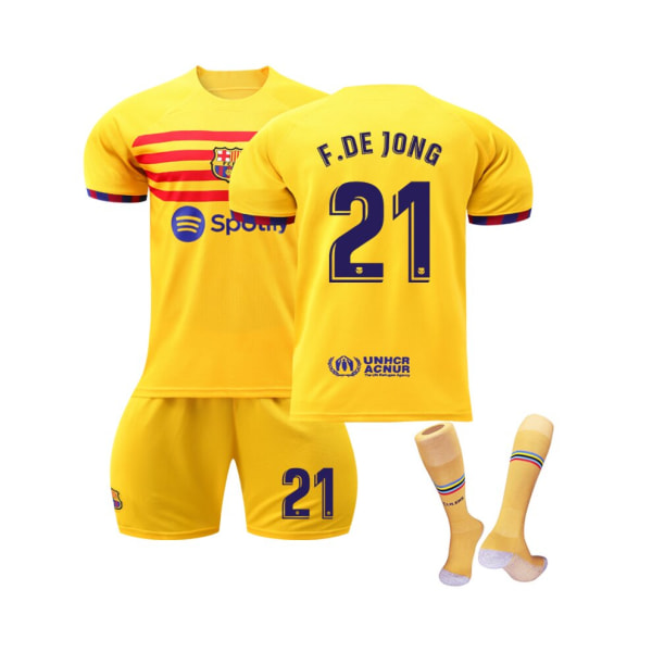 (FC Barcelona 2023 fjärde tröja F.De Jong #21 Fotbollströja för barn Vuxna 26(140-150CM)