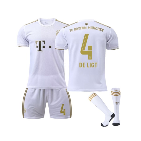(Bayern 22/23 Away Jersey De Ligt No.4 Fotbollströja 3-delade kit för barn Vuxna L(175-180CM)