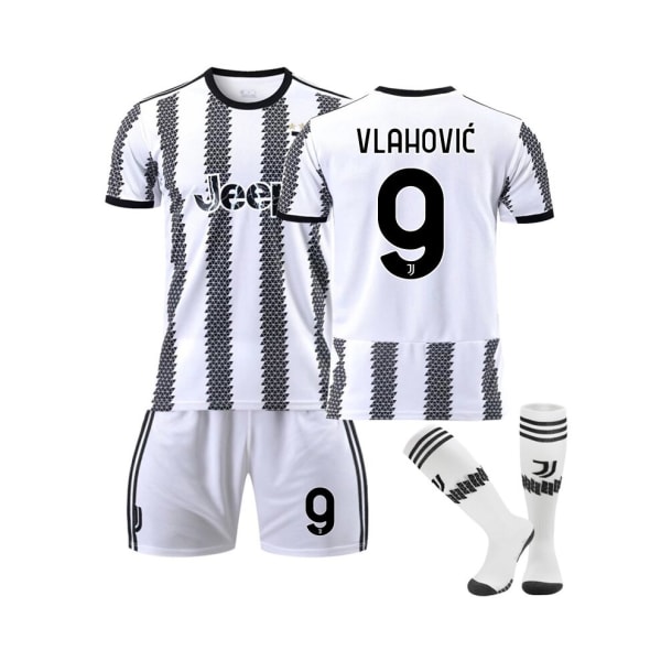 Juventus hemmatröja 2022/23 Vlahovic No.9 fotbollströja 3-delade kit för barn Vuxna 20(115-125CM)