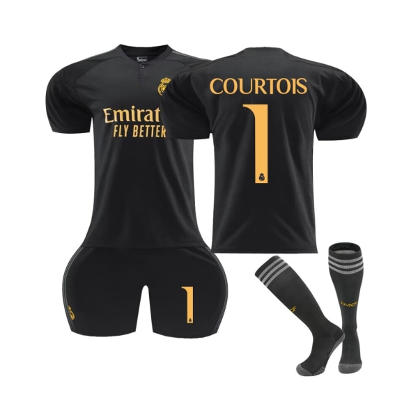 (Real Madrid 2023/24 Courtois #1 tredje fotbollströja Röd XXL