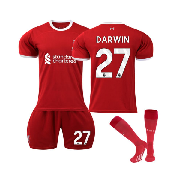 2023/24 Liverpool hemmatröja #27 Darwin fotbollströjasats för barn, vuxna 16(90-100CM)