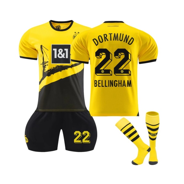 Dortmund 2023/24 Hem #22 Bellingham Fotbollströja Kit för barn Vuxna XL(180-190CM)