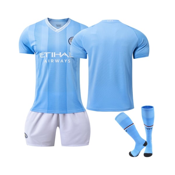 (2023/24 Manchester City hemmalag fotbollströja kit för barn, vuxna 24(130-140CM)