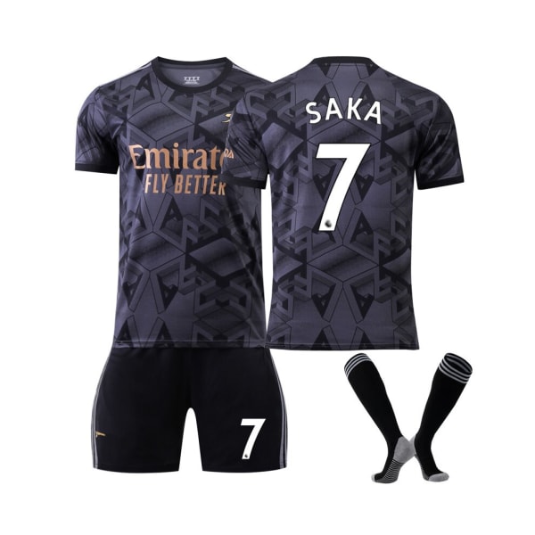 (Arsenal 22/23 bortatröja Saka No.7 Fotbollströja 3-delade kit för barn Vuxna 2XL(1885-195CM)