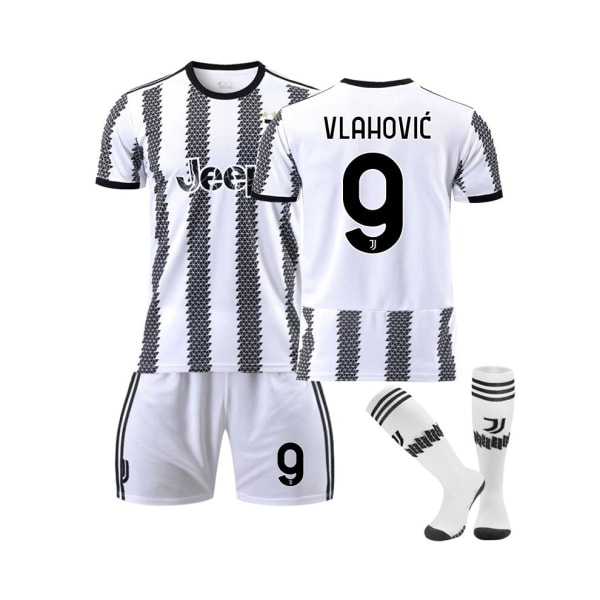 ( Juventus hemmatröja 2022/23 Vlahovic No.9 fotbollströja 3-delade kit för barn Vuxna M(170-175CM)