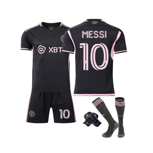 (Svart, 24(8-9 år) Inter Miami Kid Messi #10 Football Kit Strip Fotbollströja T-shirt+Shorts+Strumpor+Pad Black 26(10-11 Years)