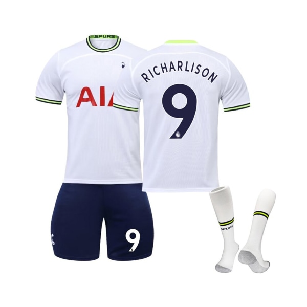 (Tottenham Hotspur hemmatröja 2022/23 Richarlison No.9 fotbollströja 3-delade kit för barn Vuxna Silver Steel