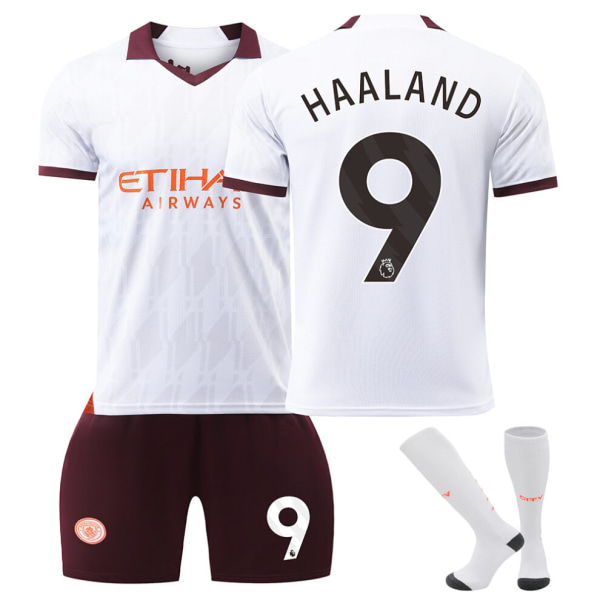 23-24 Manchester City Away Fotbollströja Set No.9 HAALAND Fotbollsset Uniform med strumpor för vuxna barn 22