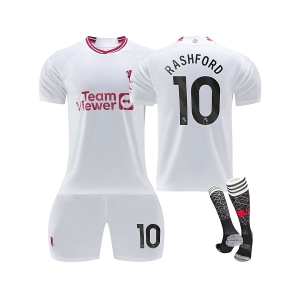 (2023/24 Manchester United Third Shirt #10 Rashford Fotbollströja Kit för barn Vuxna 18(100-110CM)